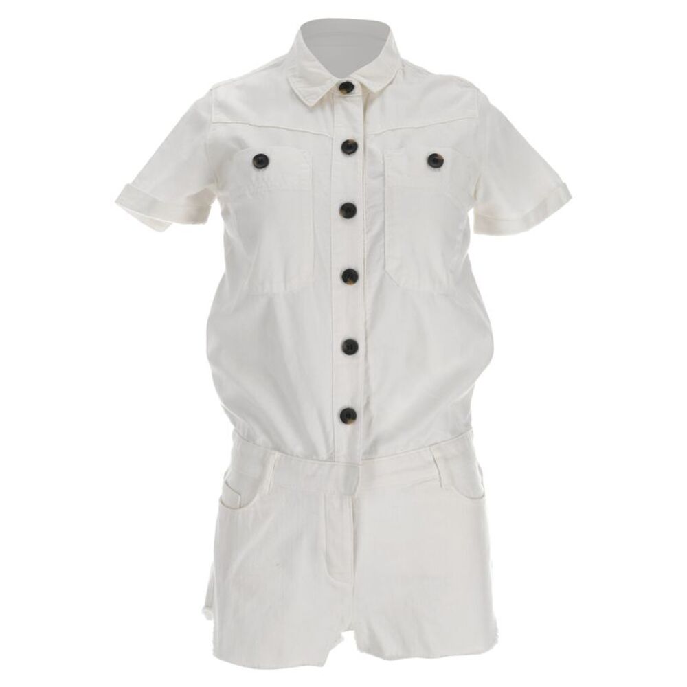Ba&Sh Dundee Button-Down Jumpsuit in White Cotton